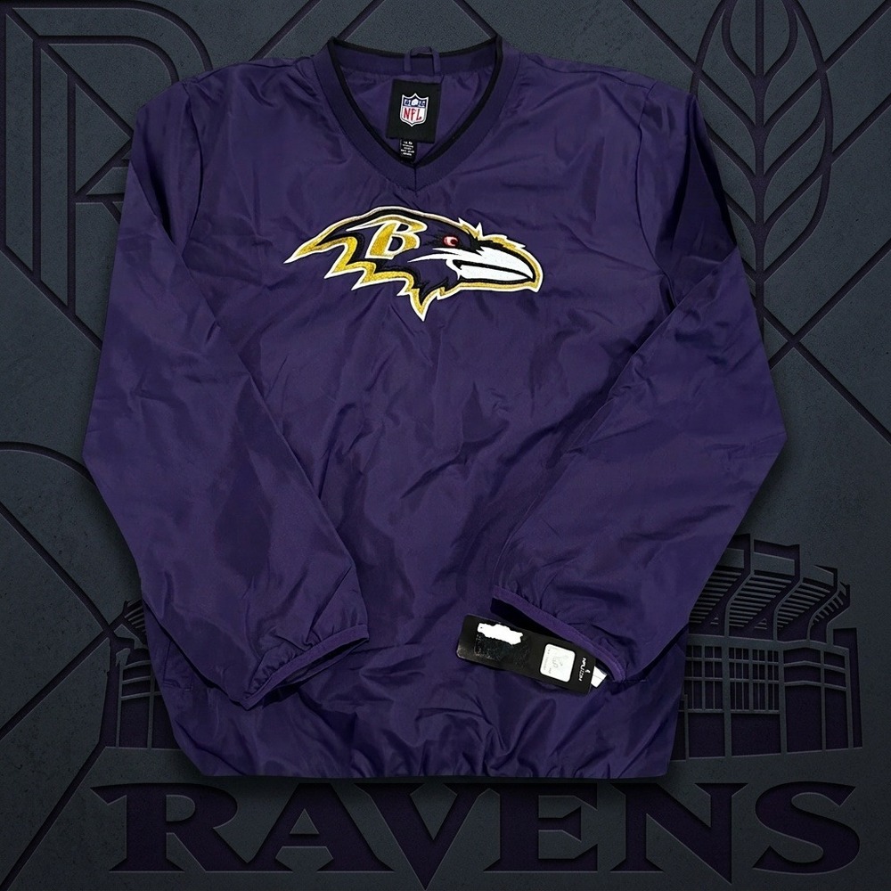 NWT NFL Team Apparel Baltimore Ravens Windbreaker Pullover Jacket Men's Large